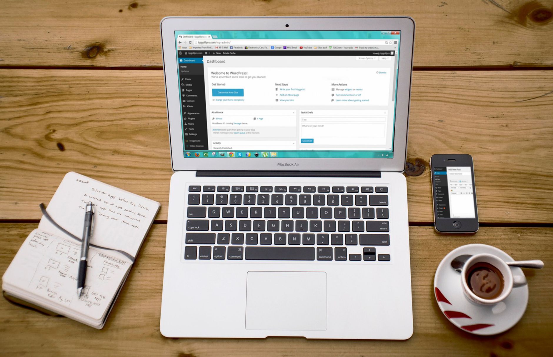 Website workspace for WordPress services